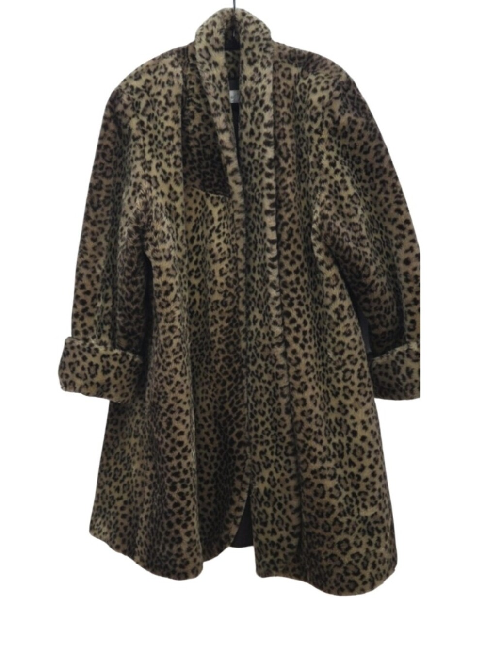 Vintag Lilley Rubin Leopard Print Faux Fur Coat in Brown and Black
